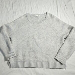 Gap Wool Blend Womens Large Crew Neck Light Heather Gray Boucle Knit Sweater 393